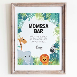 Momosa Bar Sign for Jungle Baby Shower | PRINTABLE | INSTANT DOWNLOAD | Safari