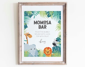 Momosa Bar Sign for Jungle Baby Shower | PRINTABLE | INSTANT DOWNLOAD | Safari
