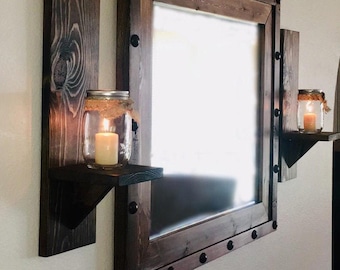Rustic Candle Holder, Rustic Wall Sconce, Mason Jar Candle Holder, Rustic Wall Decoration, Candle Holder, Mason Jar Sconce