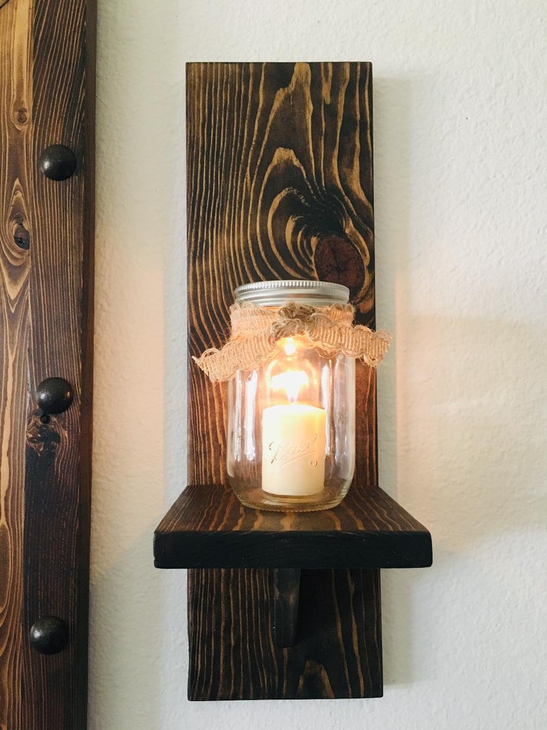 Rustic Candle Holder Rustic Wall Sconce Mason Jar Candle Etsy