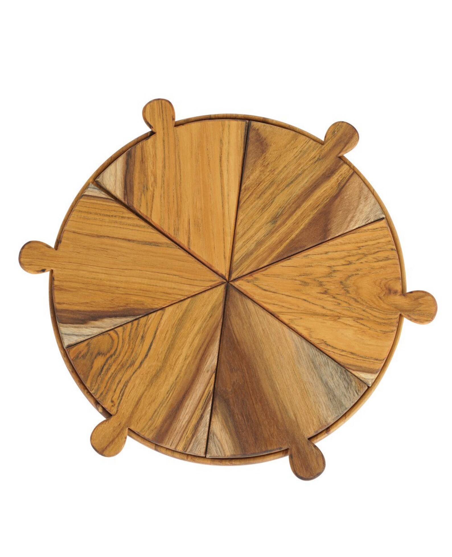 Teak wooden Pizza tray with serving slices. This pizza tray is Etsy