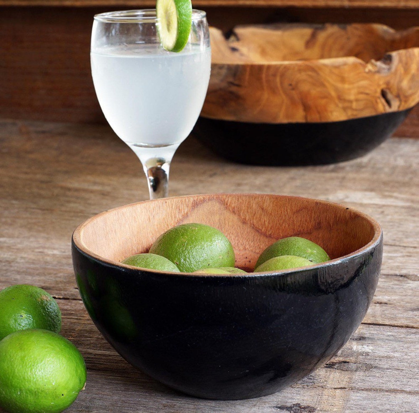 Wooden Rice Bowl chico Hand Finished in Black Paint and Etsy
