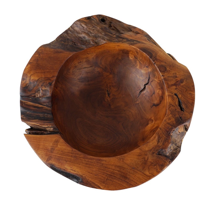 Rustic wooden salad bowl hand carved wooden Teak fruit bowl Etsy