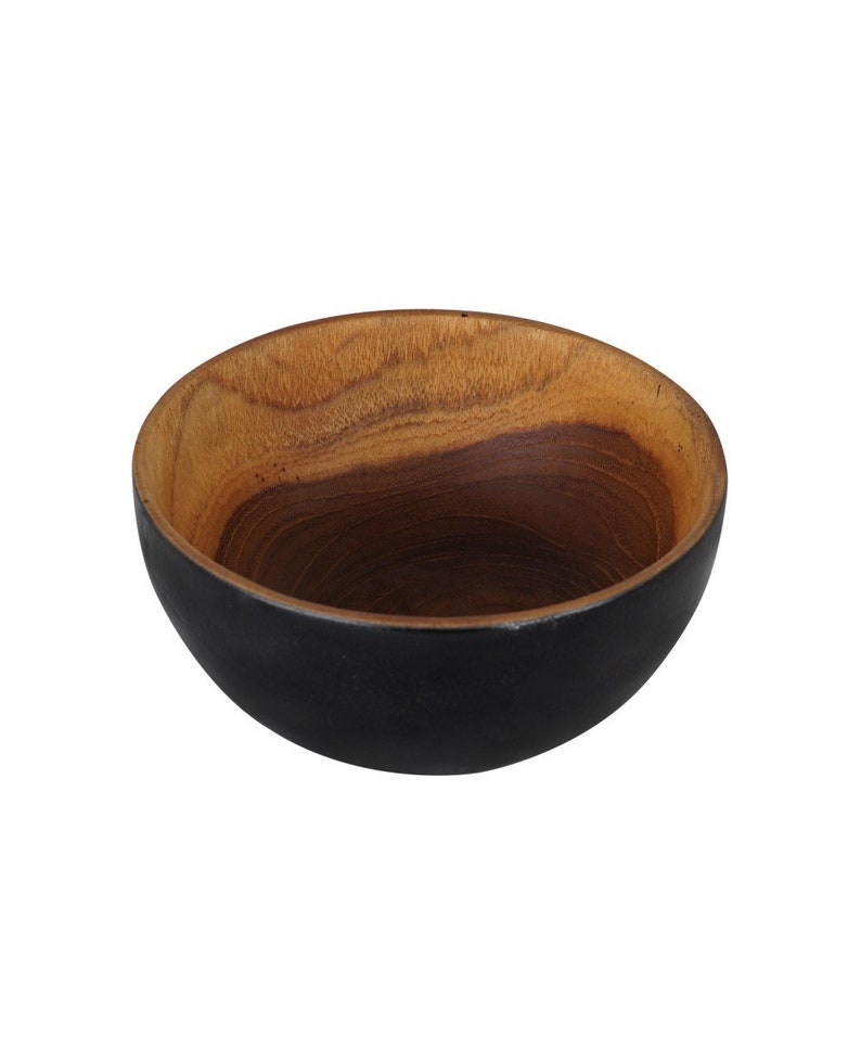 Wooden Rice Bowl chico Hand Finished in Black Paint and Etsy