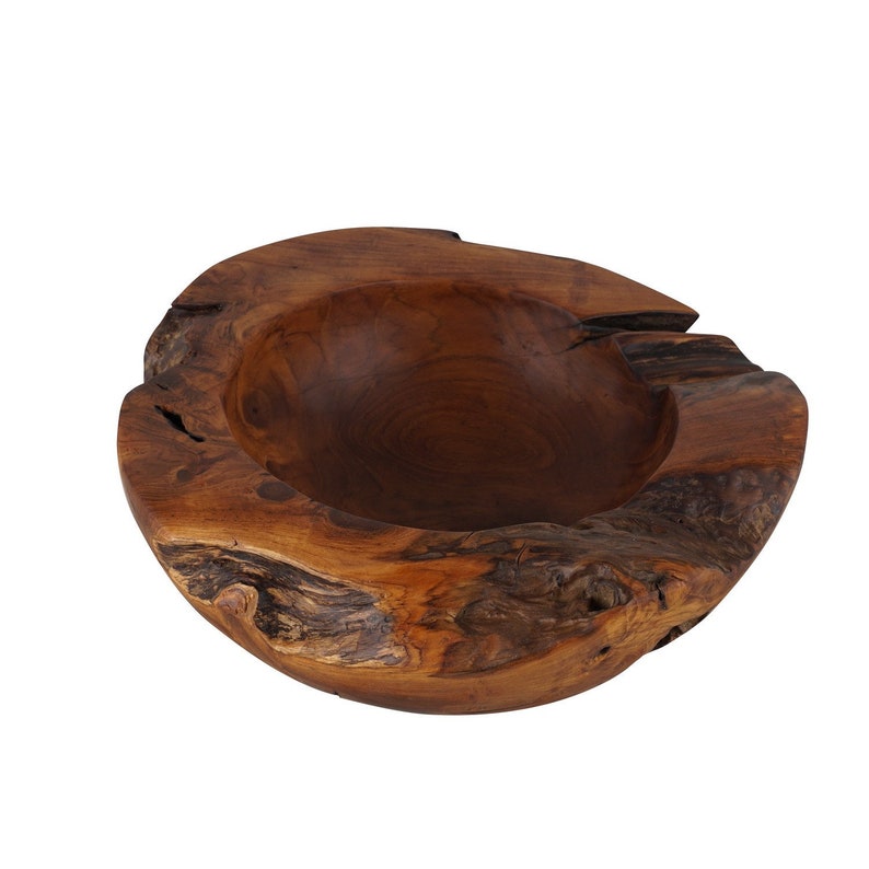 Rustic Wooden Salad Bowl Hand Carved Wooden Teak Fruit Bowl Etsy UK