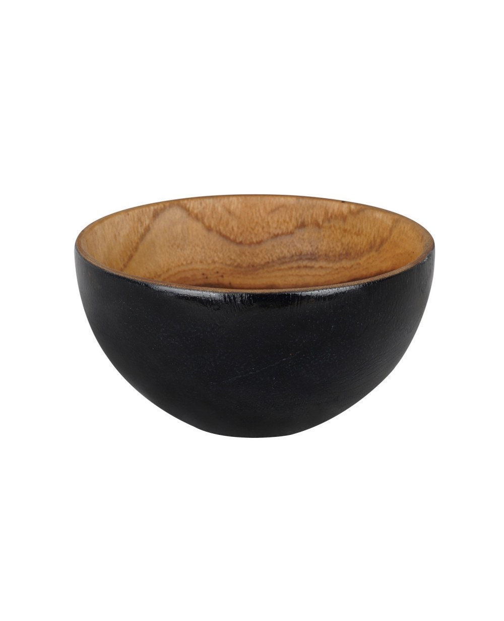 Wooden Rice Bowl chico Hand Finished in Black Paint and Etsy