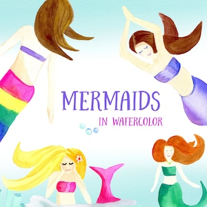 Mermaid clipart, Mermaid Party, Mermaids clipart, Mermaid PNG, Watercolor Clipart, Mermaid Invite, Magic, Fairytale, Birthday