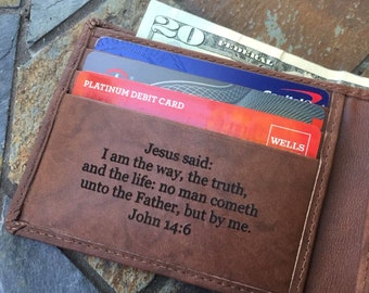 Mens Wallet Personalized, Confirmation Gifts for Boys, Bible Verse Gifts, Inspirational Gifts for Him, Anniversary Gifts for Men RFID Wallet
