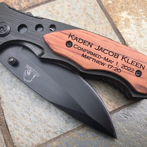 Cuchillo personalizado grabado: Regalo para Confirmación, Bautismo o Padrino