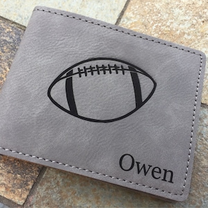 Regalo de fútbol, billetera personalizada para hijo, regalo de mamá, regalos de béisbol para novios, regalos de fútbol, regalos para adolescentes, cuero sintético.