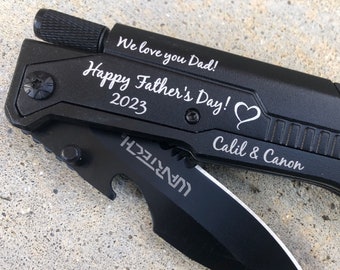 Fathers Day Gift from Daughter Father's Day Gift from Wife Father's Day Gift from Kids Personalized Multifunction Pocket Knife w/ LED