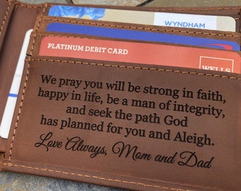 Personalized Crazy Horse Leather Wallet: RFID Blocking, Slim Minimalist Gift for Son