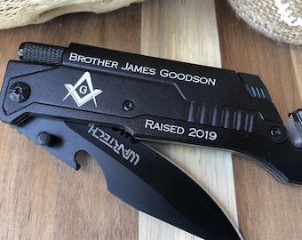 Masonic Gift Ideas, Gift for Him Personalized, Masonic Gifts, Engraved Pocket Knife, Boyfriend Gift, Husband Gift, Gift for Men