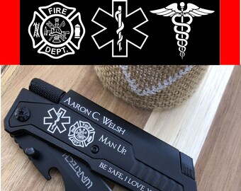 Firefighter Gift for Him, First Responder Gift for Her, Hero Protector, Fireman Retirement, Academy Graduation Gift Engraved Pocket Knife