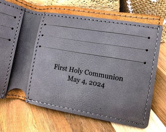 First Communion Son Gift, Baptism Gift for Boys, Confirmation Gifts, Christian Cross Boys Wallet, Teenage Boy Gifts LEATHERETTE Wallet