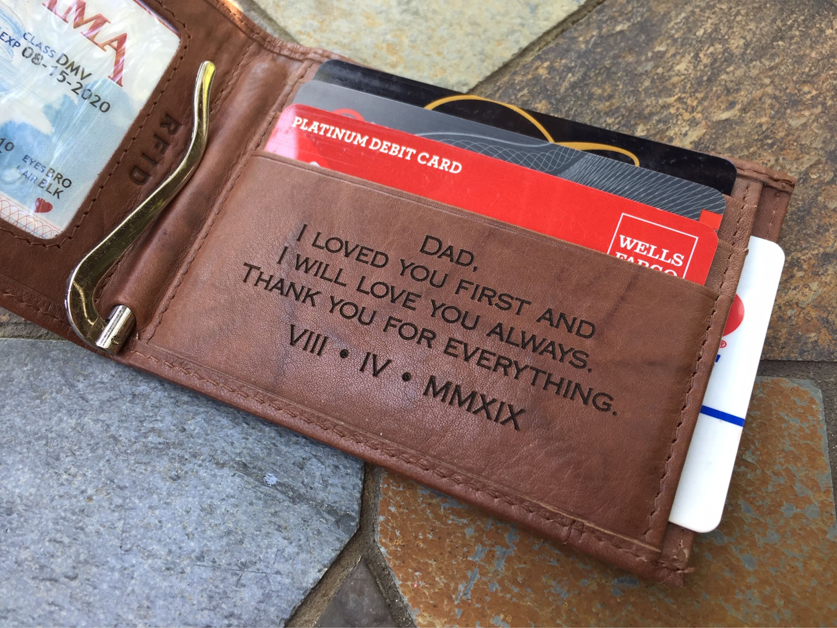 Mens Navy Blue Vegan Leather Wallet Father/'s Day Gift Personalised Cork Wallet for Men Monogram Birthday Gift for Him