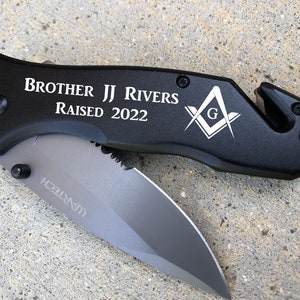 Masonic Gift Ideas, Masonic Square and Compass Masonic Lodge Gifts for Men, Masonic Logo, Personalized Engraved Pocket Knife, Husband Gift