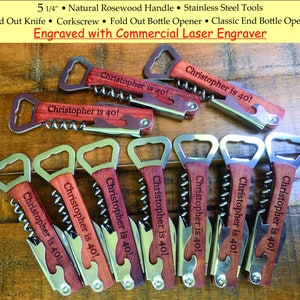 50th Birthday Party Favors Gift Ideas, Personalized Bottle Openers, 40th Birthday Gift Party Favors, Engraved Crockscrew Wine Bottle Openers