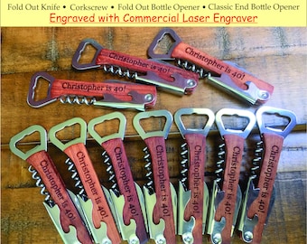 50th Birthday Party Favors Gift Ideas, Personalized Bottle Openers, 40th Birthday Gift Party Favors, Engraved Crockscrew Wine Bottle Openers