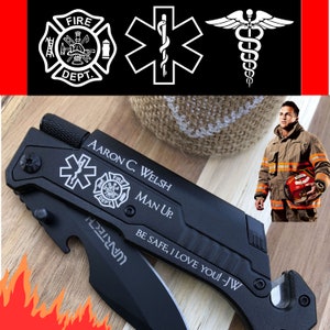 Firefighter Dad, Firefighter Gifts, Engraved Pocket Knife, Firemen Birthday Gifts, Husband Gift, Fathers Day Gift from Daughter Dad Gift image 3