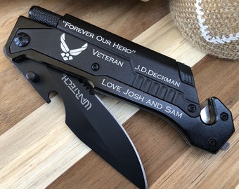 Air Force Gifts For Him, Air Force Academy Graduation, Military Gifts Pilot Wings, Veteran US Air Force Gift, Engraved Pocket Knife