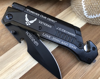 Engraved Air Force Pocket Knife, Military Graduation Gift