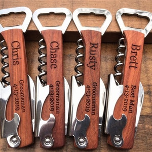 Wedding Favors Bulk Gifts, Party Favors, Groomsmen Gift Idea, Groomsmen Gift Set, Personalized Wine Bottle Opener, Engraved Corkscrew image 1