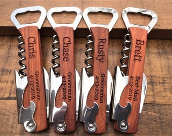 Wedding Favors Bulk Gifts, Party Favors, Groomsmen Gift Idea, Groomsmen Gift Set, Personalized Wine Bottle Opener, Engraved Corkscrew **