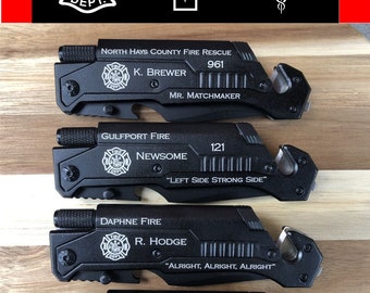 Firefighter Gifts, Firefighter Dad, First Responder Gifts, Firefighter Wife, Gifts for Him, Boyfriend Gift Multifunction Pocket Knife w/LED*