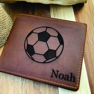 Personalized Leather Sports Wallet: Football, Basketball, Soccer - RFID Blocking