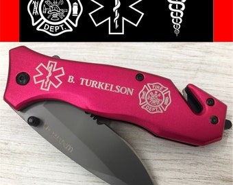 Rescue Pocket Knife: Firefighter, EMT, First Responder - Personalized - Precision  Laser Engraved