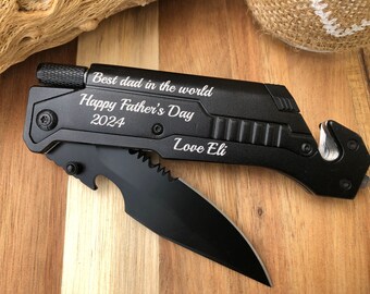 Personalized Father's Day Gift: Multifunction Pocket Knife, LED Light, Fire Starter