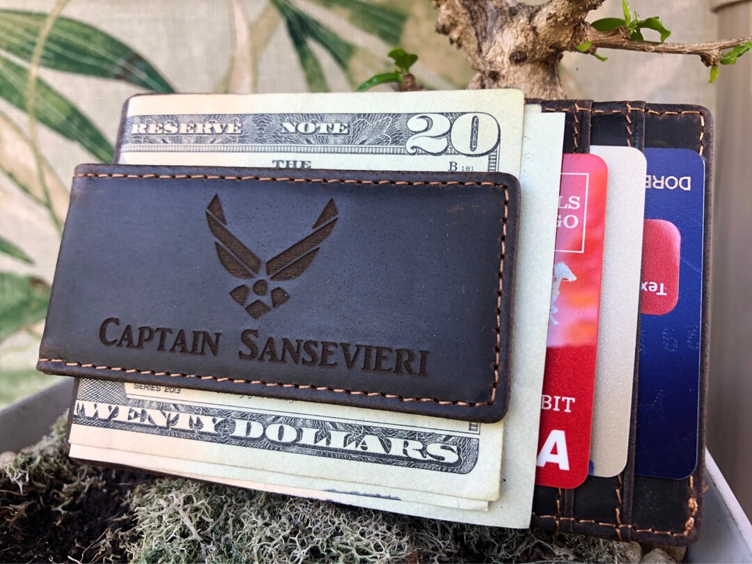 Mens Money Clip and Card Holder Leather Money Clip With ID Etsy