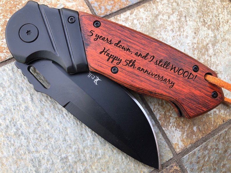 5th Anniversary Gift for Him, Wood Anniversary Gift for Him 1st anniversary gift for him, wooden anniversary gifts for man engraved knife
