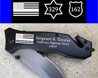 Personalized Police Officer Pocket Knife: Engraved Graduation/Retirement Gift