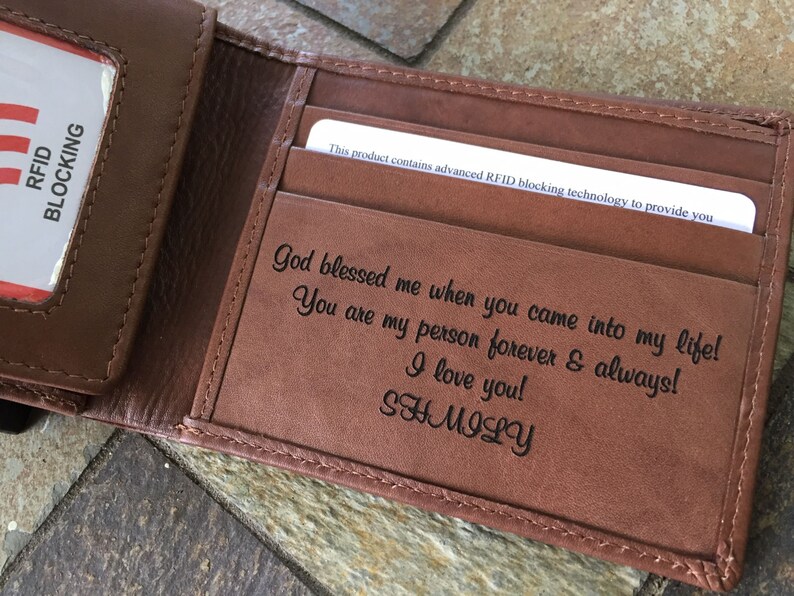 Boyfriend Gift Personalized Mens Leather Wallet Husband Etsy