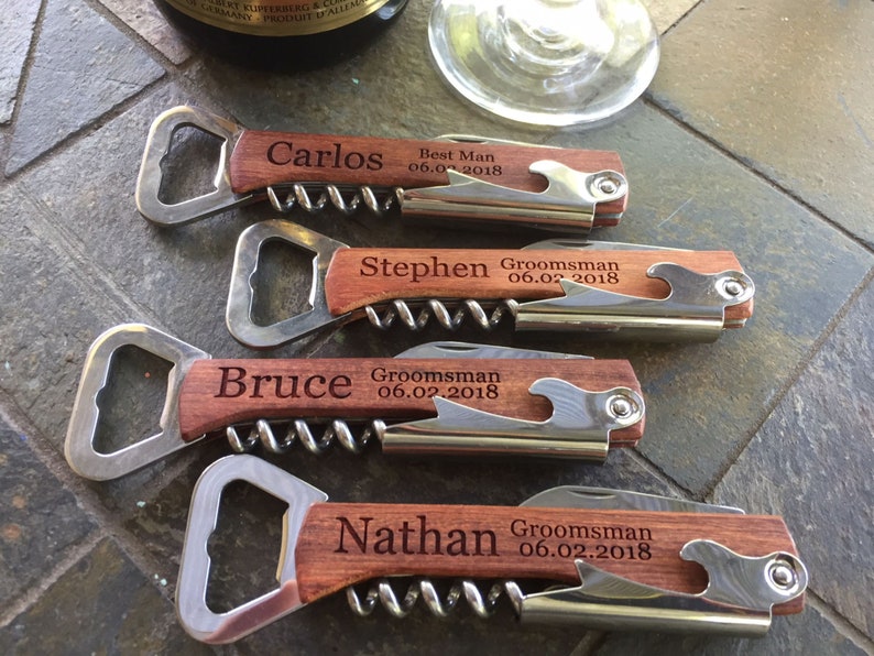 Wedding Favors Bulk Gifts, Party Favors, Groomsmen Gift Idea, Groomsmen Gift Set, Personalized Wine Bottle Opener, Engraved Corkscrew image 9