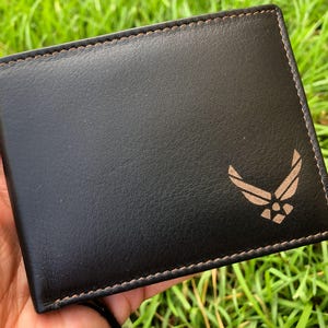 Regalos para el Día del Padre por la Graduación de la Academia de la Fuerza Aérea, Regalo de Jubilación de la Fuerza Aérea para Él, Billetera Personalizada para Hombre, Billetera de Cuero con Bloqueo RFID