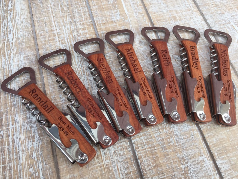 Wedding Favors Bulk Gifts, Party Favors, Groomsmen Gift Idea, Groomsmen Gift Set, Personalized Wine Bottle Opener, Engraved Corkscrew image 5