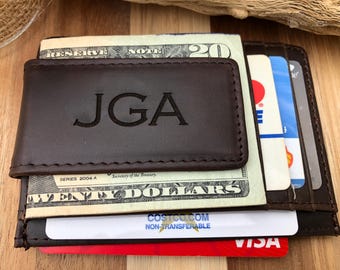 Engraved Leather Money Clip Wallet, Graduation Gift