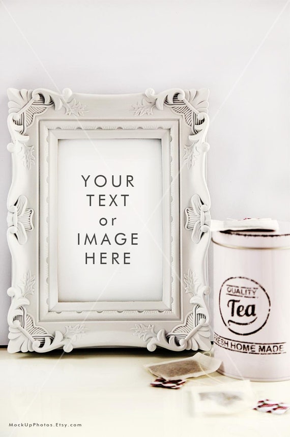 Free Rustic Frame And Tea Canister Mockup Empty Blank (PSD