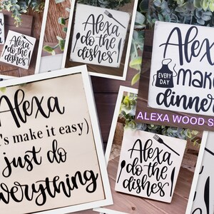 Mini wood signs-Alexa signs-Home decor-Alexa do the dishes-Tiered tray decor-Block decor--Funny wood signs-Kitchen wood signs
