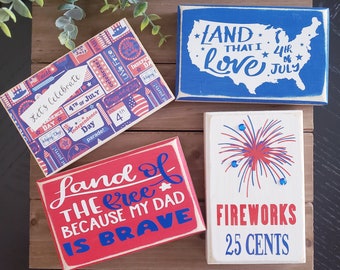 4th of July signs, 4th of July decor, Mini signs, Tiered tray decors , Mini wood signs