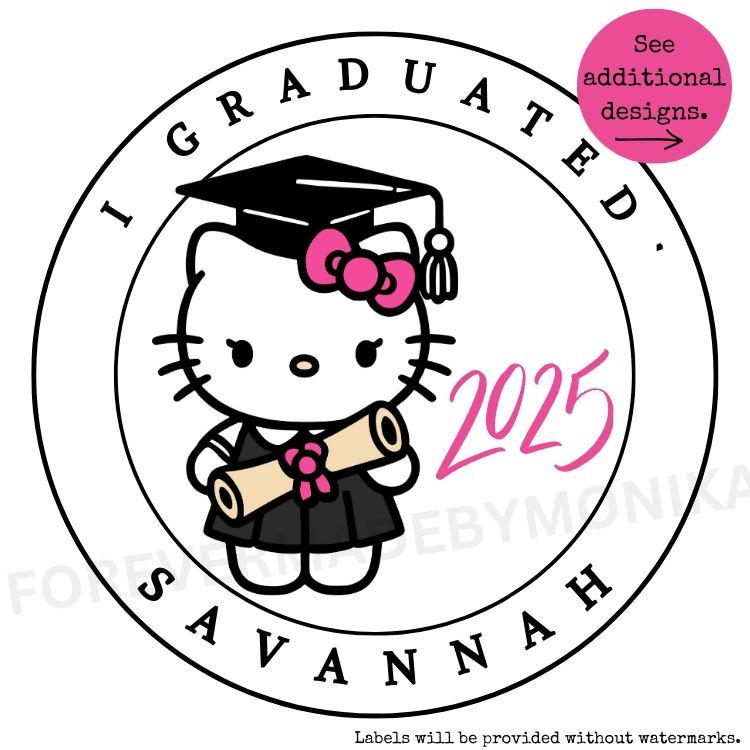 Kitty Graduation Labels/custom Labels/ Class of 2025/I Graduated ...