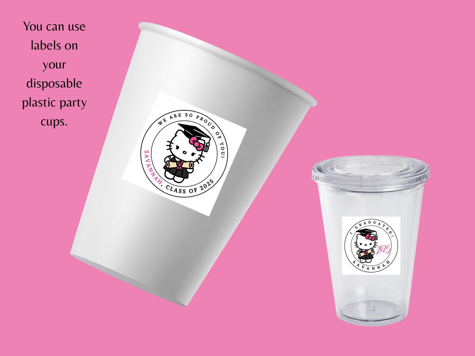 Kitty Graduation Labels/custom Labels/ Class of 2025/I Graduated ...