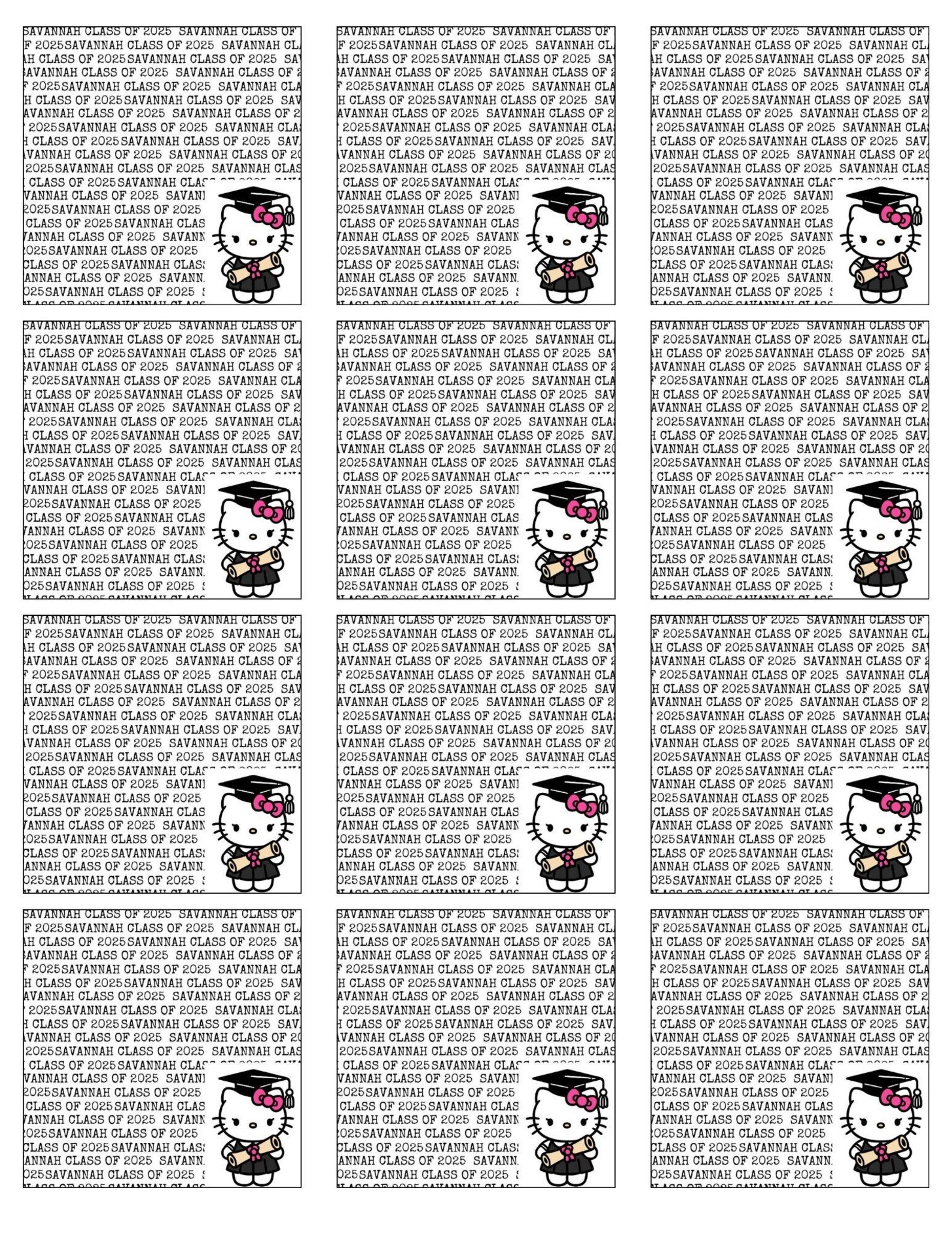 Kitty Graduation Labels/custom Labels/ Class of 2025/I Graduated ...