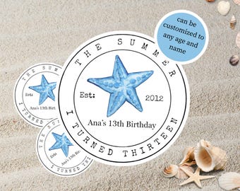 De zomer werd ik 16, zomerlabels, verjaardagslabels, de zomer werd ik mooi, zomerse verjaardagen
