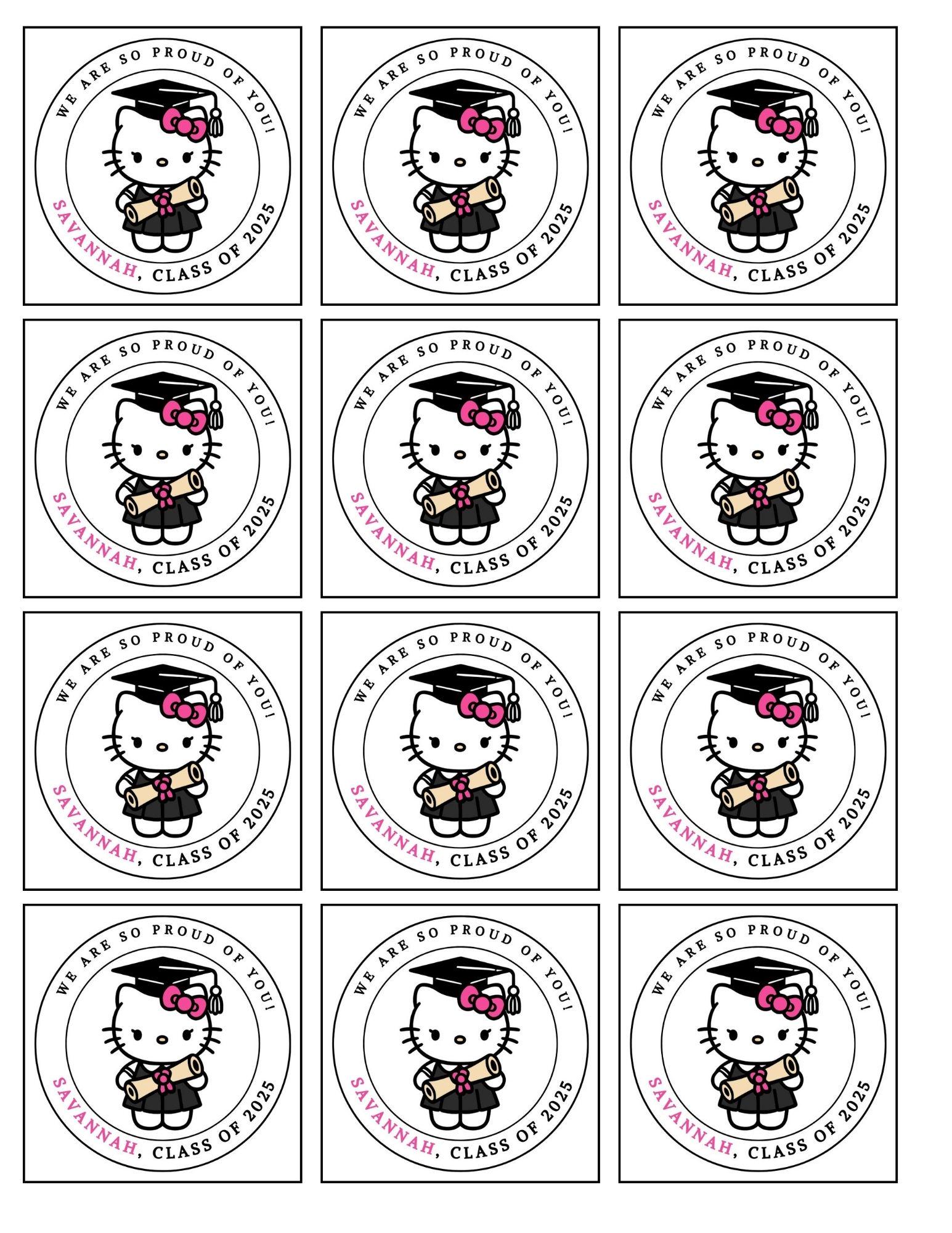 Kitty Graduation Labels/custom Labels/ Class of 2025/I Graduated ...