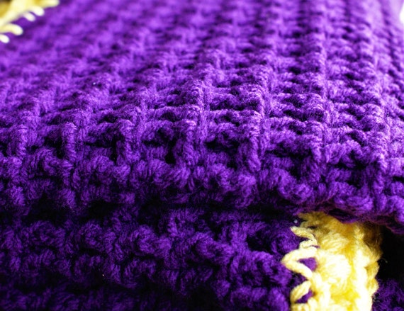 Crochet Waffle Blanket Purple and Gold JMU Blanket College Sports Crib Blanket Etsy