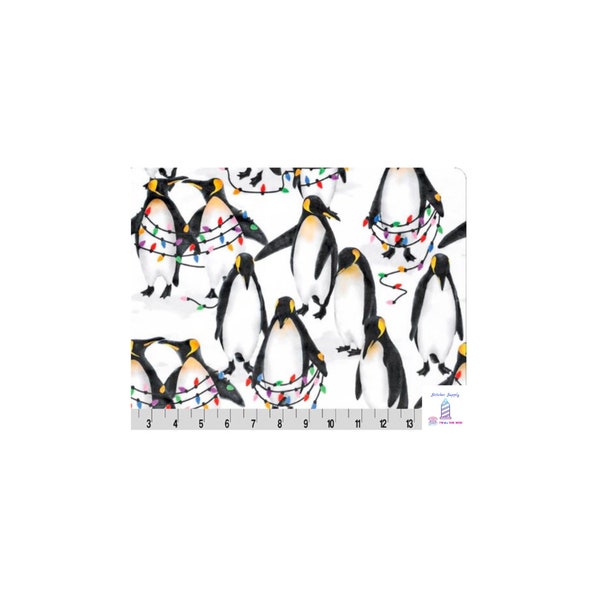 Digital Cuddle Festive Penguin Fabric by Shannon Fabrics by the Piece, Yard or Build Your Own Curated Cuddle Blanket! Cuddle Black Fabric